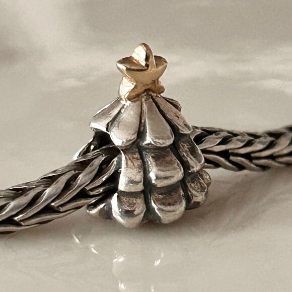 Pandora Moments Christmas Tree Charm Bead w Star Silver 925 Gold 14K Authentic - Picture 3 of 7